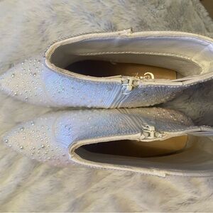 Cato White Embellished Ankle Boots